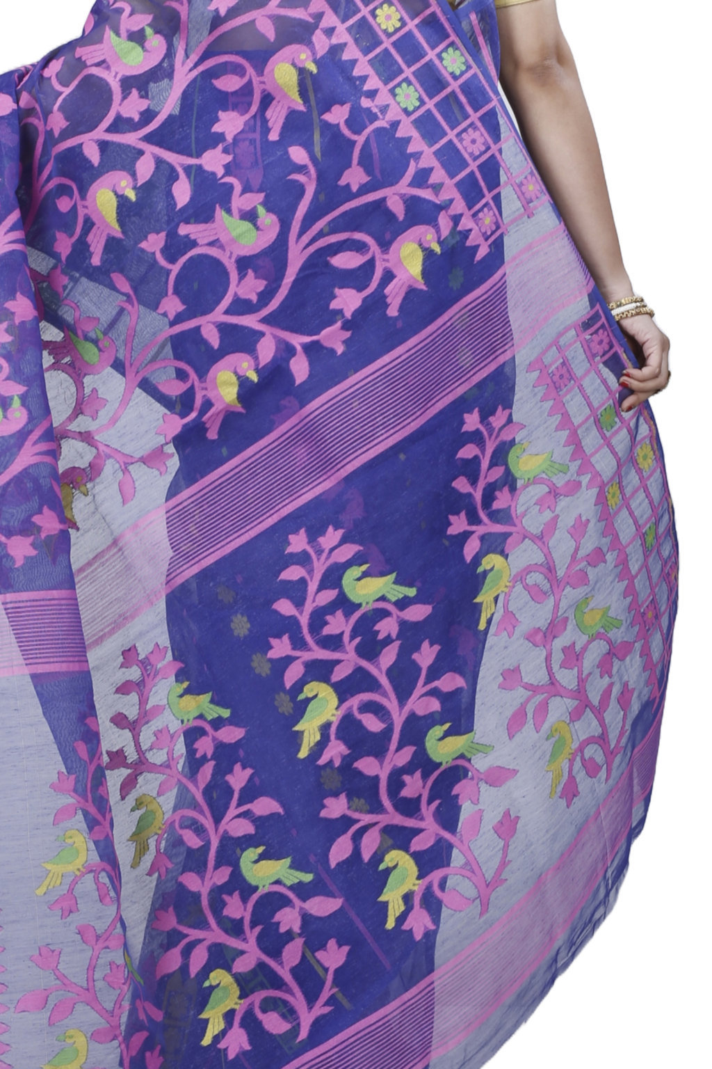 Blue Pure Cotton Sabon Jamdani Saree (1305)